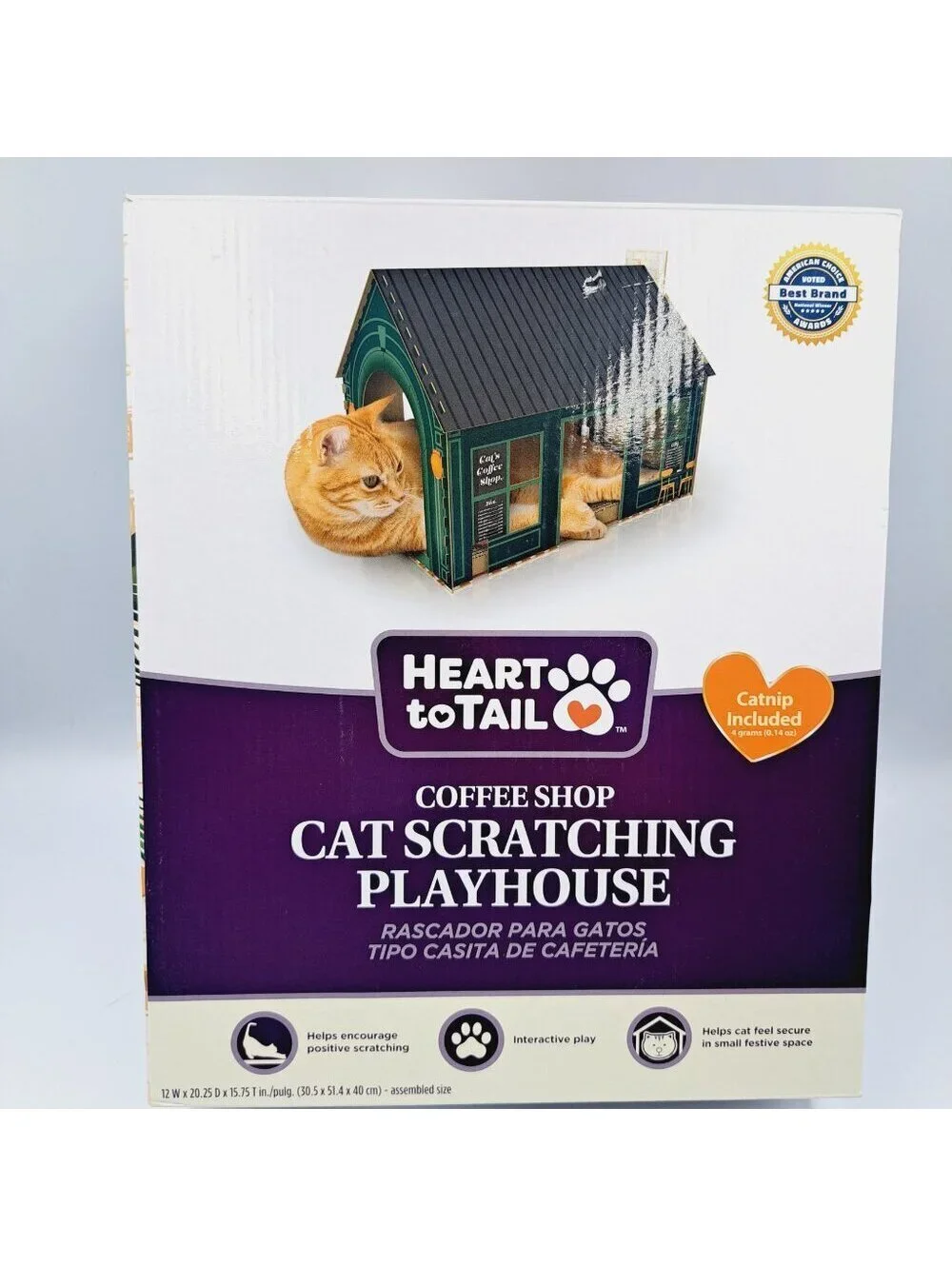 Coffee Shop Bistro Cat or Small Animal Playhouse with Cardboard Scratching Board